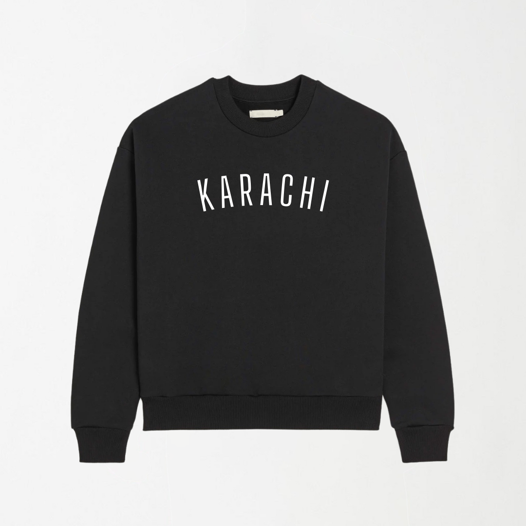 Karachi - Black Graphic Sweatshirt S - Premium Unisex | LEKSI Pakistan