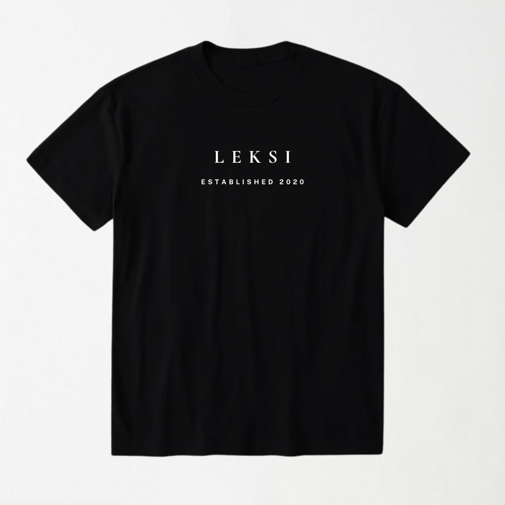 LEKSI Unisex Signature T-Shirt - Black with High Density Printing S - Premium Unisex Graphic T-Shirt | LEKSI Pakistan