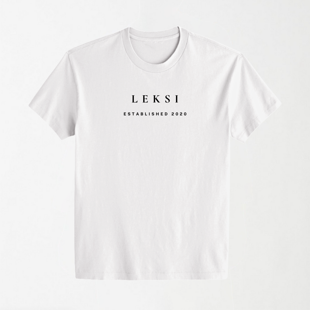 LEKSI Unisex Signature T-Shirt - White with High Density Printing S - Premium Unisex Graphic T-Shirt | LEKSI Pakistan