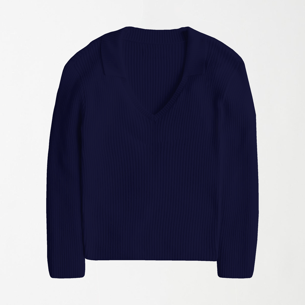 Navy Blue Full Sleeves Polo Ribbed Shirt XXS - Premium Unisex Polo | LEKSI Pakistan