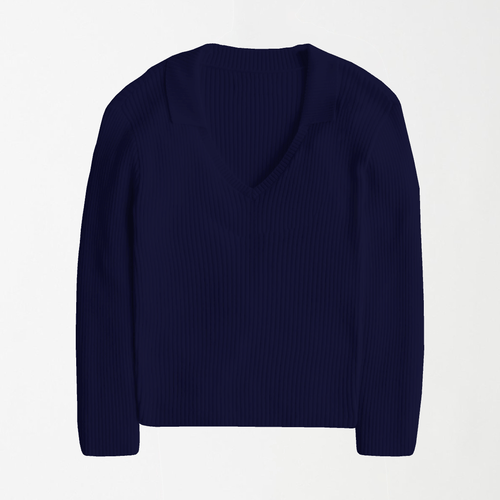 Navy Blue Full Sleeves Polo Ribbed Shirt XXS - Premium Unisex Polo | LEKSI Pakistan