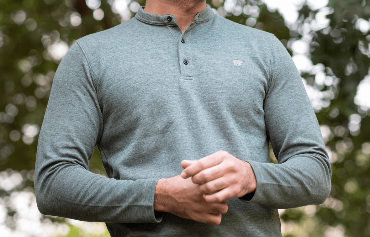 Sage Green Henley in Full Sleeves S - Premium Unisex | LEKSI Pakistan
