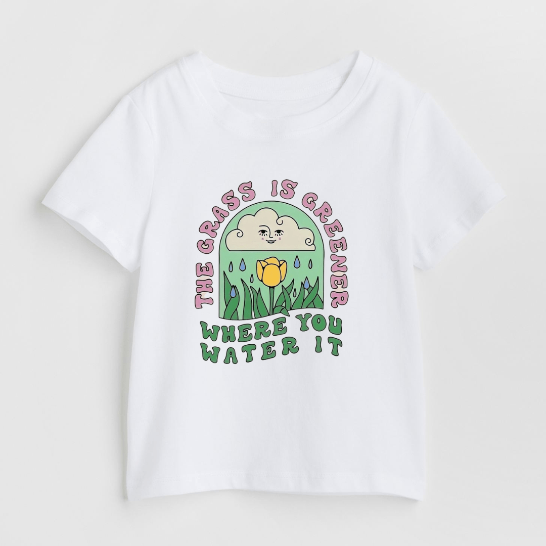 The Grass Is Greener - White Unisex Kids T-Shirt 3 - 6 Months - Premium Unisex | LEKSI Pakistan