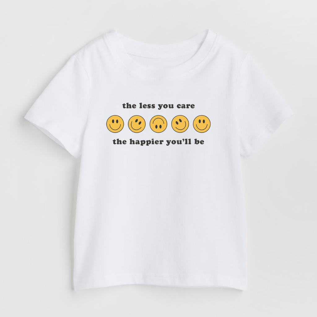 The Less You Care - White Unisex Kids T-Shirt 3 - 6 Months - Premium Unisex | LEKSI Pakistan