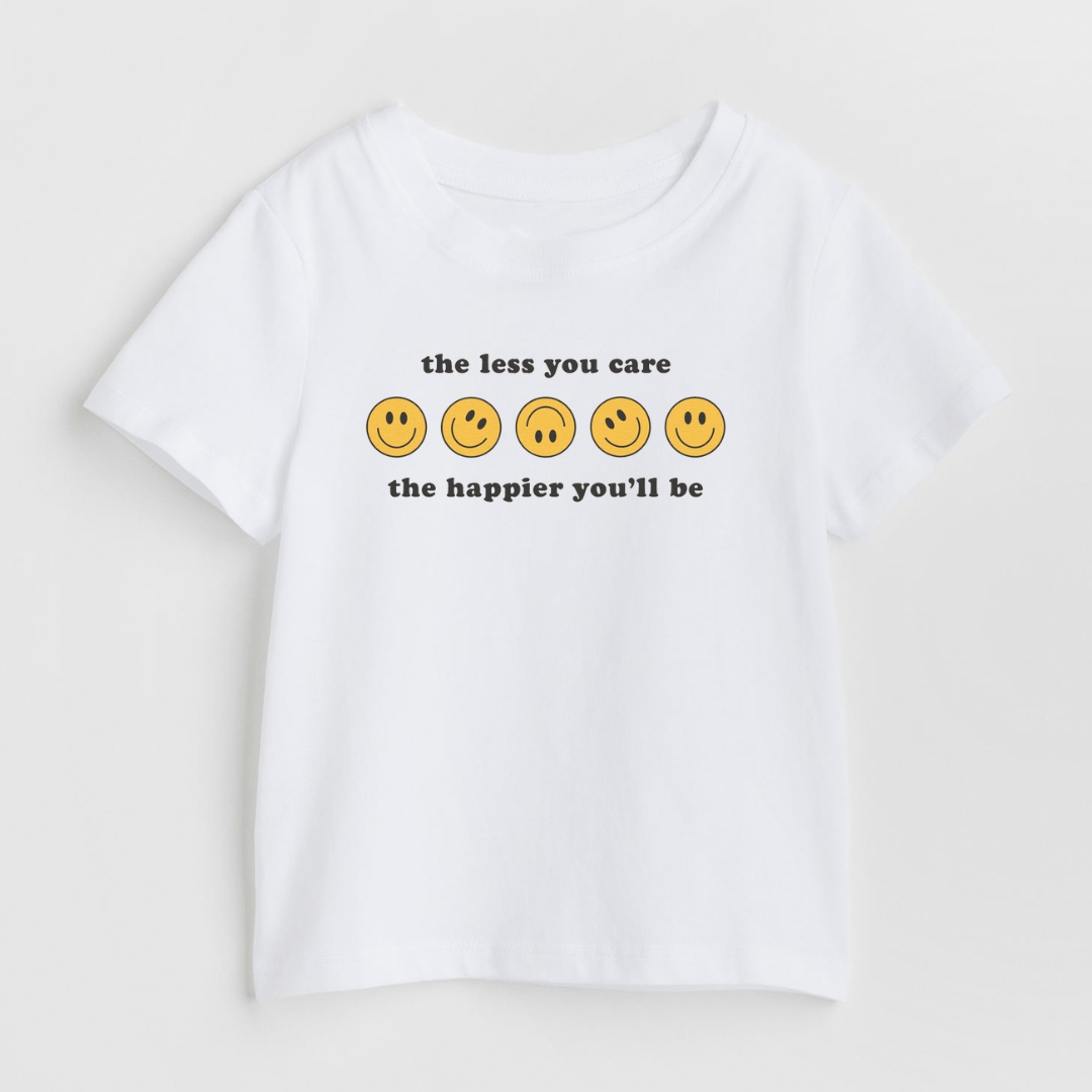 The Less You Care - White Unisex Kids T-Shirt 3 - 6 Months - Premium Unisex | LEKSI Pakistan