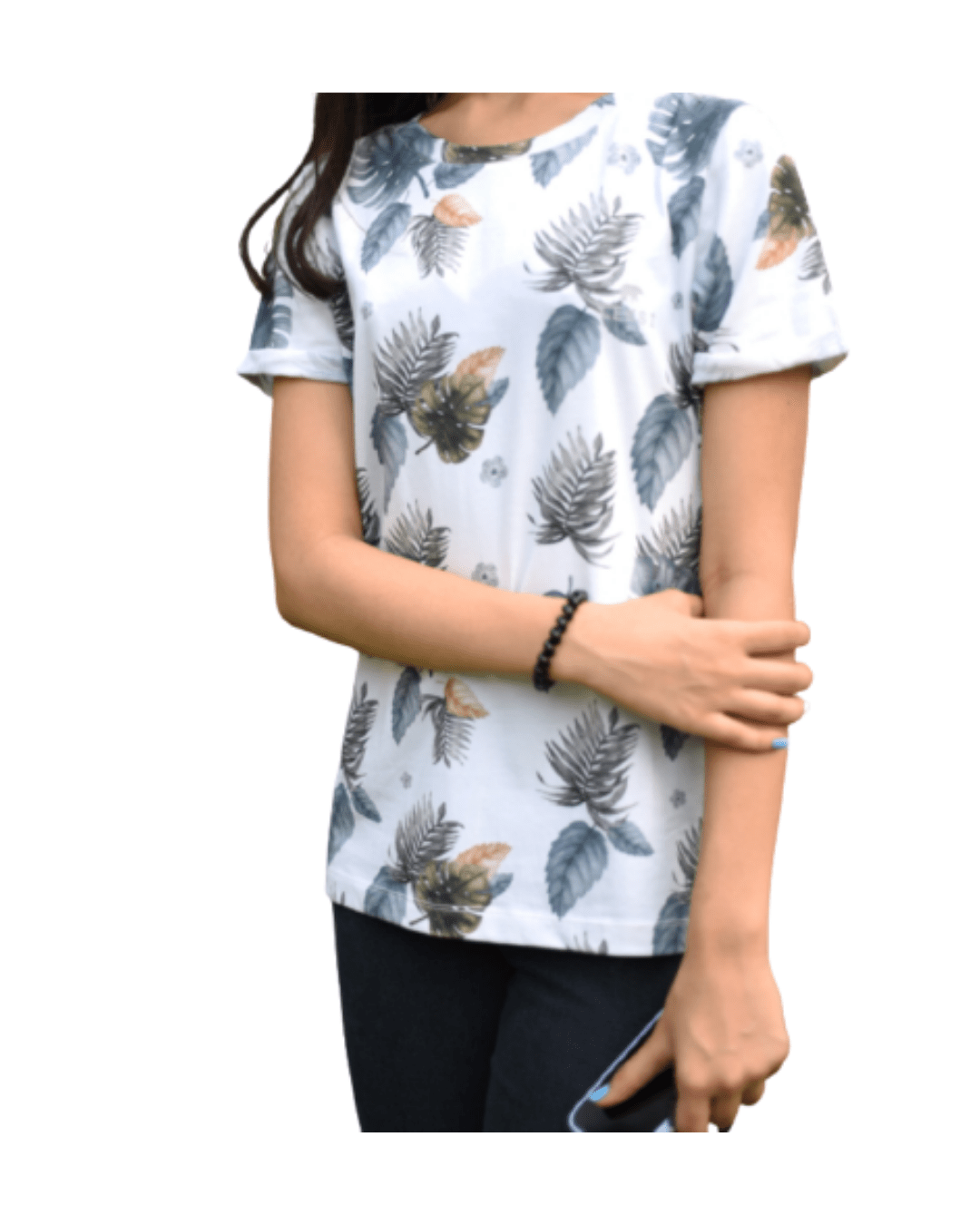 White Leafy T-Shirt XS - Premium Unisex | LEKSI Pakistan