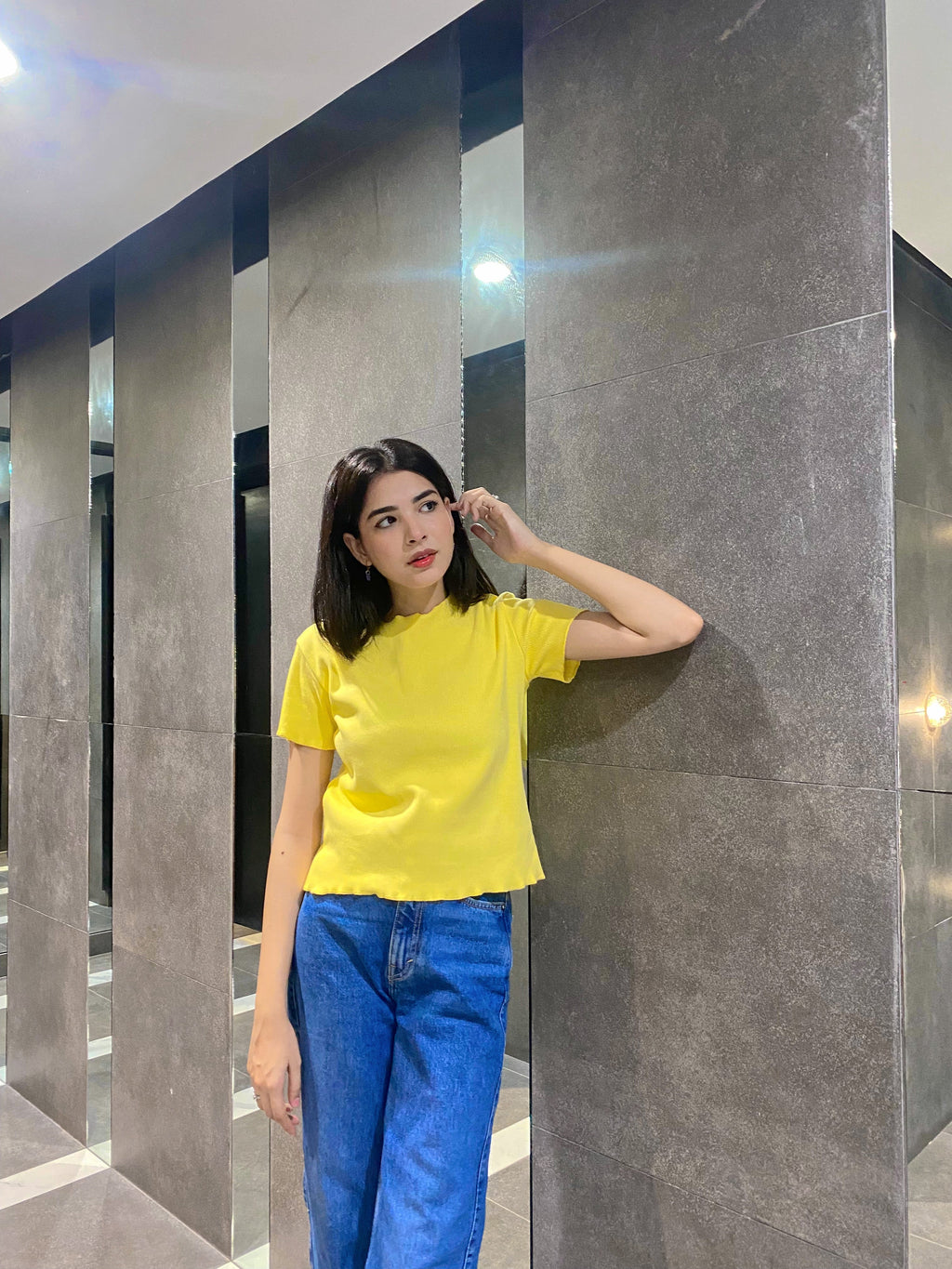 Yellow Ribbed Shirt XXS - Premium Unisex Lettuce | LEKSI Pakistan